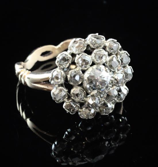 A 19th century style gold and diamond cluster ring,